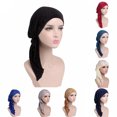 thumbnail image 2 of Joernso Fashion Women Wrinkle Long Turban Cap Head Wrap Chemo Hat Beanie Muslim Hijab, 2 of 8