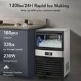 Commercial Ice Maker Machine, 130lbs Capacity, 40lbs Ice Bin, Self