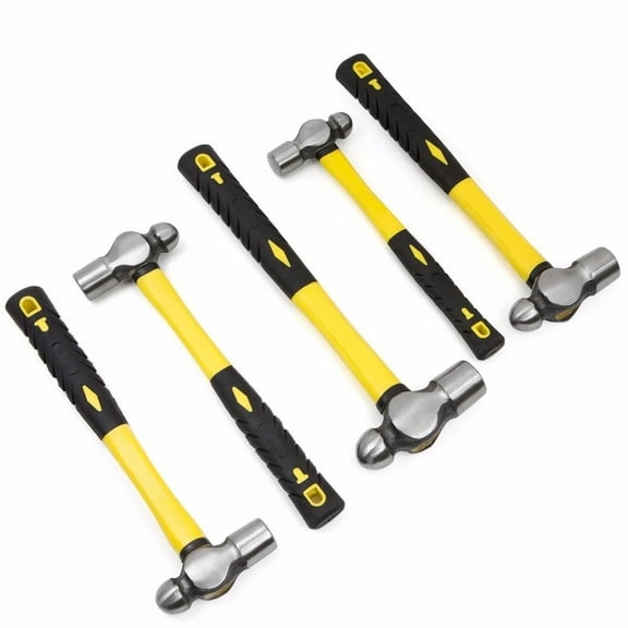 Stark USA 5PC Ball Peen Hammer Set 8-32oz, Fiberglass Handle With Vinyl Carry Pouch