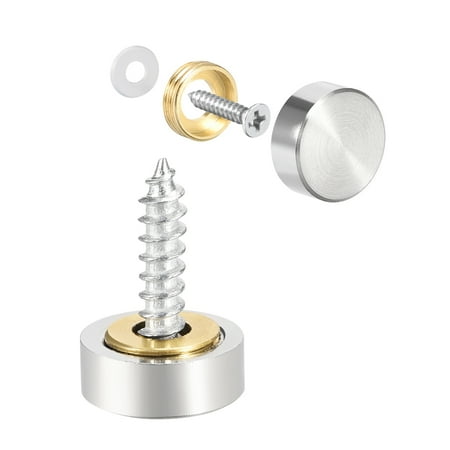 

Mirror Screws Decorative Caps Cover Nails Brushed Stainless Steel 14mm 4Pcs