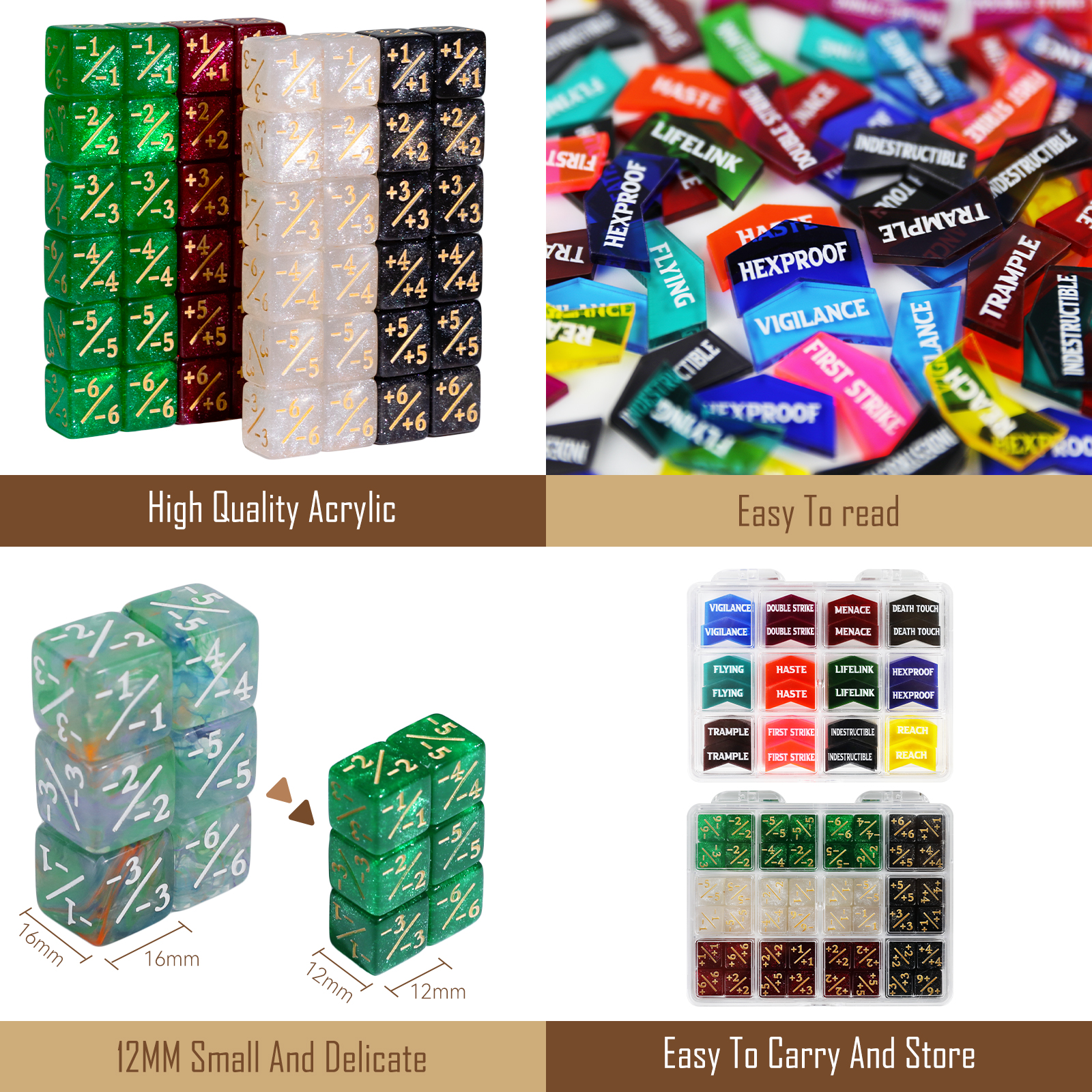 Lot 110PCS MTG Keyword Counters Tokens & 12mm MTG Dice Set for