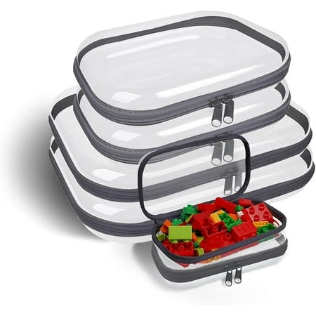 Clear Hard Shell Zipper Case,3PCS Transparent Clear Zipper Pouches,Hard Side Plastic Case Set,Portable Travel Storage Organizer Bins