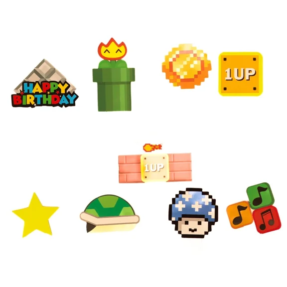 QUEST- Super Mario Paper Birthday Cup Cake Toppers 72Pcs