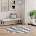Navy Rounded Square Nourison Positano 4' x Round Navy Blue Modern Rug - Walmart.com