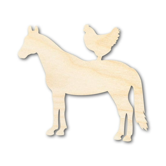Unfinished Wood Horse and Chicken Shape - Farm Craft - up to 46" DIY 12" / 1/8"