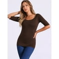 thumbnail image 3 of DARING DIVA Women's Slim Fit Pullover Boat Neck Stretchable T-Shirt M Coffee Brown, 3 of 6