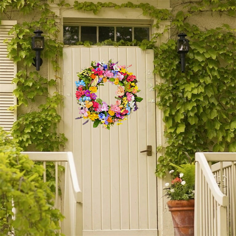 Wildflower Wreath, Faux Flowers, Spring Green Season, Round Garland Door  Decoration – GoJeek