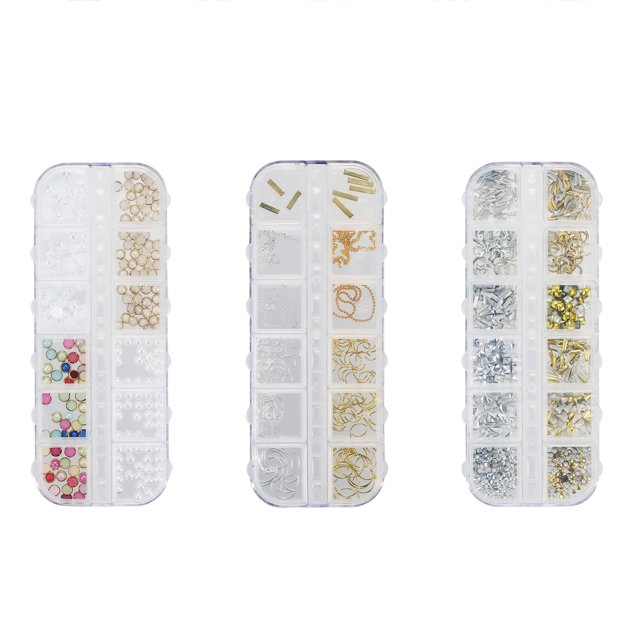 3 Cajas de Decoración de Uñas y 5 botes de Brillos Redondos para Uñas con reverso plano Irfora Decoración de uñas