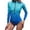 Blue, variant on Swimsuit for Women Long Sleeve Rash Guard Sun Printed Zipper Surfing Womens Clothing,Blue,2XL