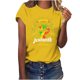 thumbnail image 1 of Tops de Manga Corta para las Mujeres de Ajuste Suelto, Día de la Independencia Negro Impreso, Cuello Redondo Suelto Superior, 1 of 4
