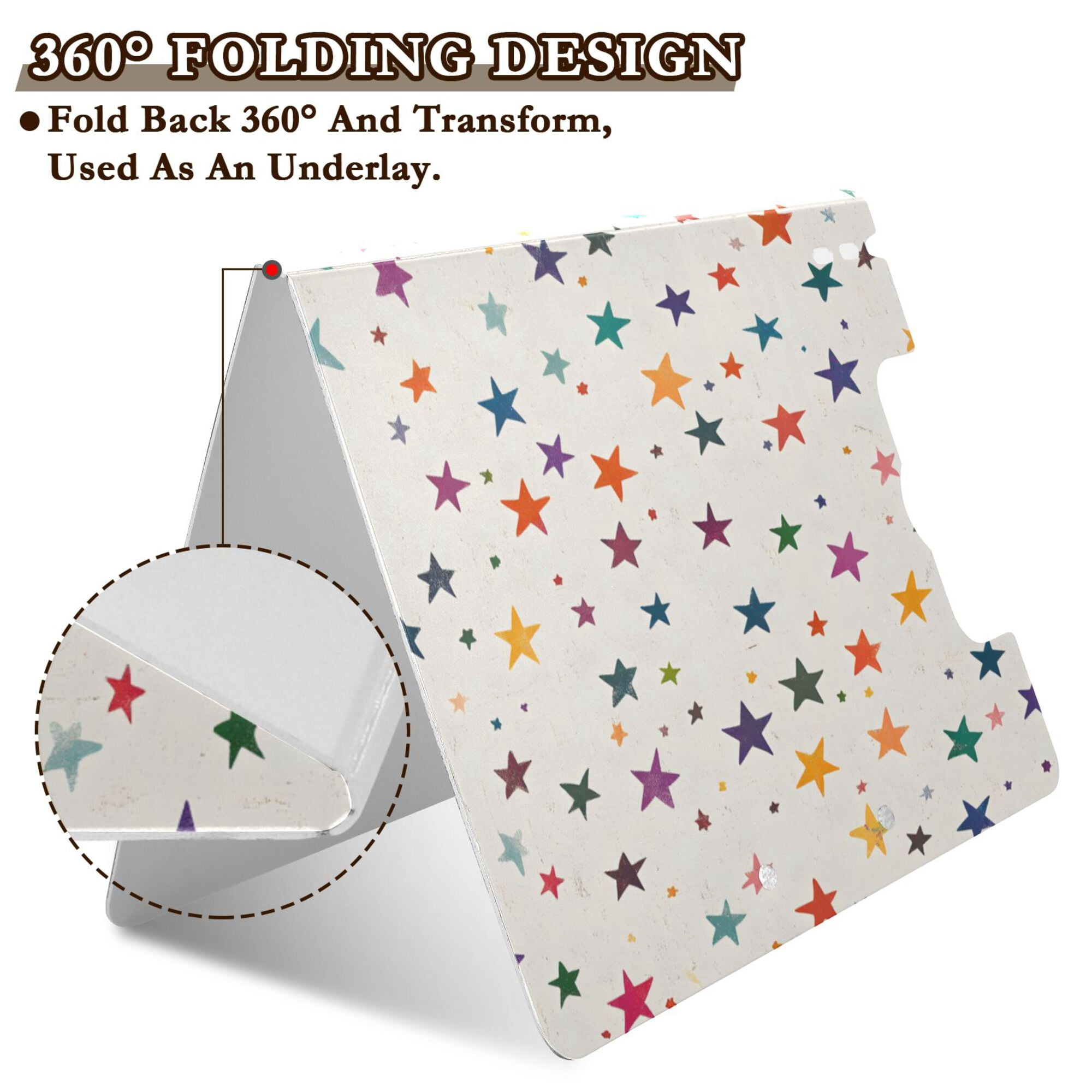 FORMRS A4 Clipboard Folder with Pen Holder Horizontal Foldable School Office Binder, Beige Stars