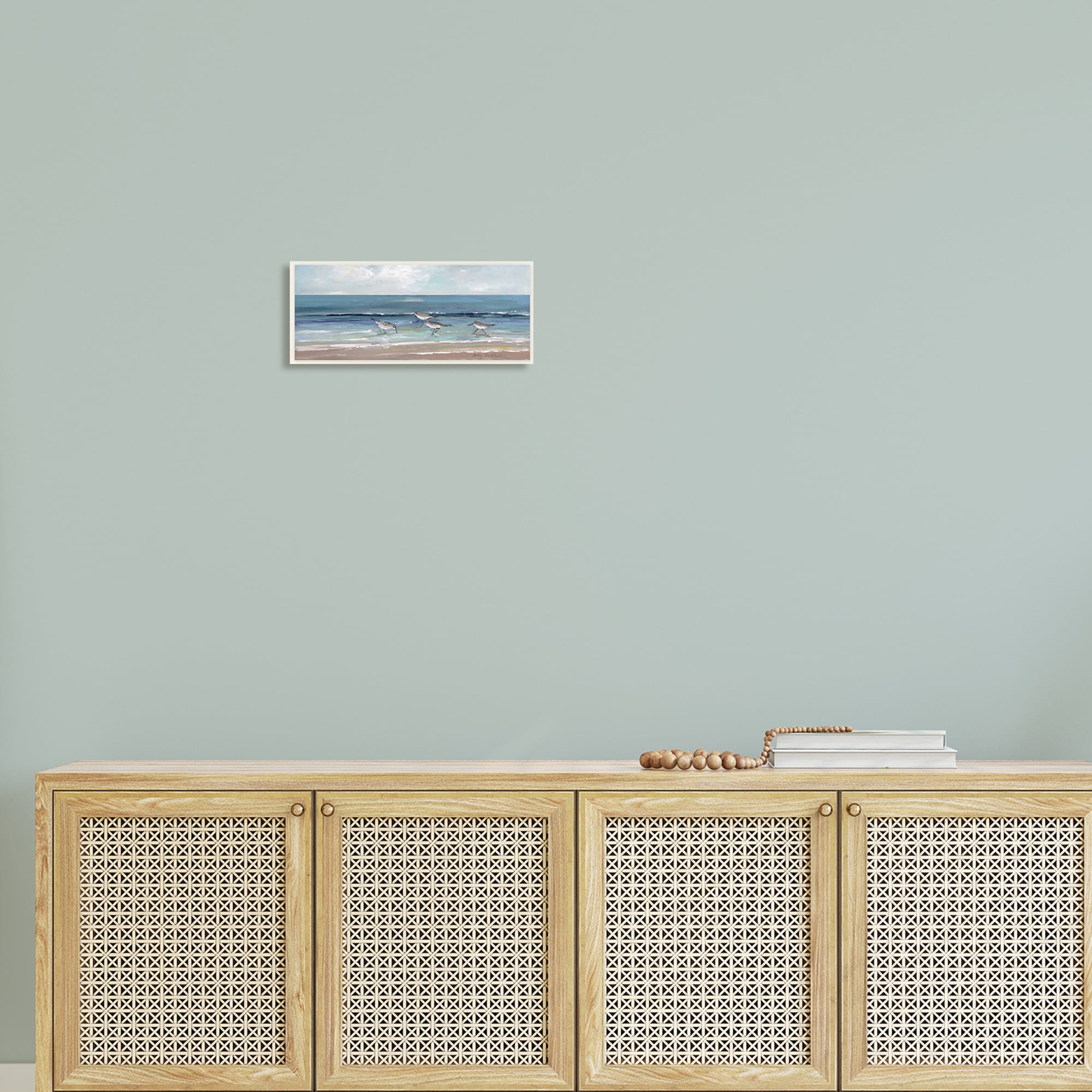 Stupell Industries Sandpipers Birds Cloudy Sky Beach Shore Painting Unframed Art Print Wall Art, 17x7, by Sally Swatland