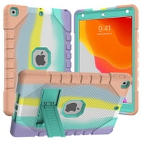 Dteck Case for iPad 9th Gen 2021 / iPad 8th Gen 2020 / iPad 7th Gen 2019, iPad 10.2 inch Case, Heavy Duty Rugged Shockproof Case High Impact Protective Cover with Kickstand,Rainbow A