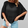 thumbnail image 2 of Raeneomay Batwing Sleeve Tops for Women Casual Loose Solid Color Hollow-Out Short-Sleeved Round Neck Casual Tunic Tops Blouse, 2 of 4