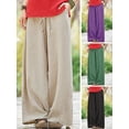 thumbnail image 3 of Pantalones de mujer, Pantalones de piernas anchas para mujer con bolsillos Meditación de vacaciones Meterk Pequeña, 3 of 7
