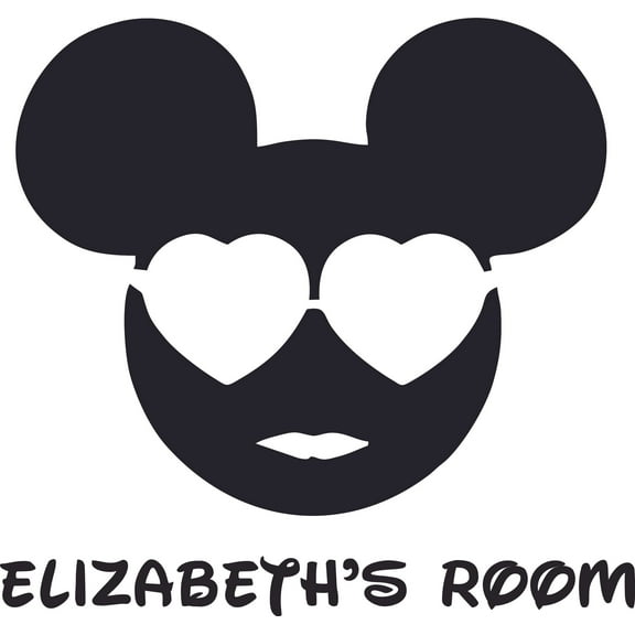 Heart Sunglasses Design Customized Wall Art Vinyl Decal - Custom Vinyl Wall Art - Personalized Name - Baby Girls Boys Kids Bedroom Decal Room Wall Art Stickers Decoration Size (35x10 inch)