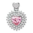 thumbnail image 3 of Sterling Silver Rhodium-plated 9mm Pink Heart Cubic Zirconia Pendant, 3 of 4