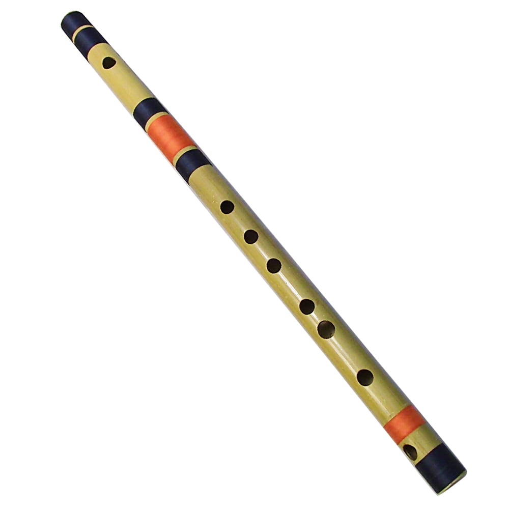 Zaza Percussion- Professional Scale C Bass 19'' Inches Polished Bamboo Bansuri Flute (Indian Flute) With Carry Bag
