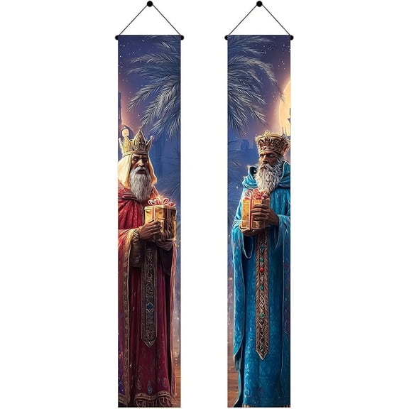 Three Kings Day Door Banner 71 x 12 Inch Vertical Hanging Decoration Epiphany Fiesta Día De Reyes Celebration Religious Holiday Porch Wall Entryway Party Decor