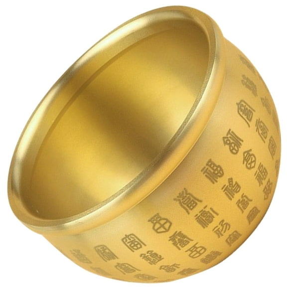 Agate Pure Copper Decoration Wealth Luck Bowl 7X7X4.7CM Golden