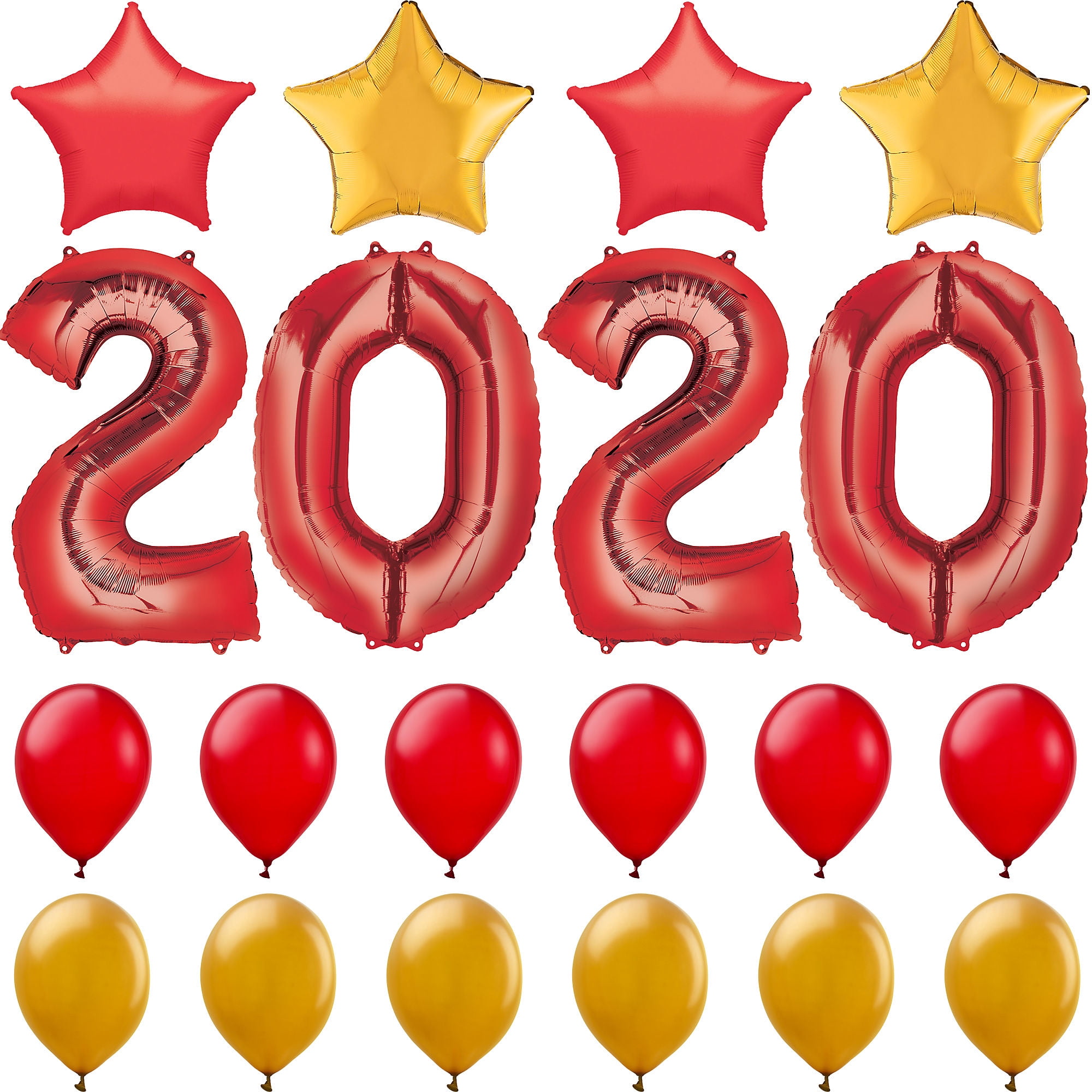 Party City Red 2020 Number Balloon Kit, Party Supplies, Red and Gold
