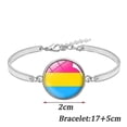 thumbnail image 4 of 2Pcs Rainbow Gay Lesbian Bracelet Glass Gem Jewelry Hand Strap Silver, 4 of 5