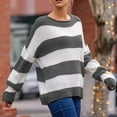 thumbnail image 5 of IROINNID Womens Sweater Round Neckline Pullover Sweater Stripes Loose Mid-Length Long Sleeve Matching Tops Blouse Knitted Sweater, 5 of 5