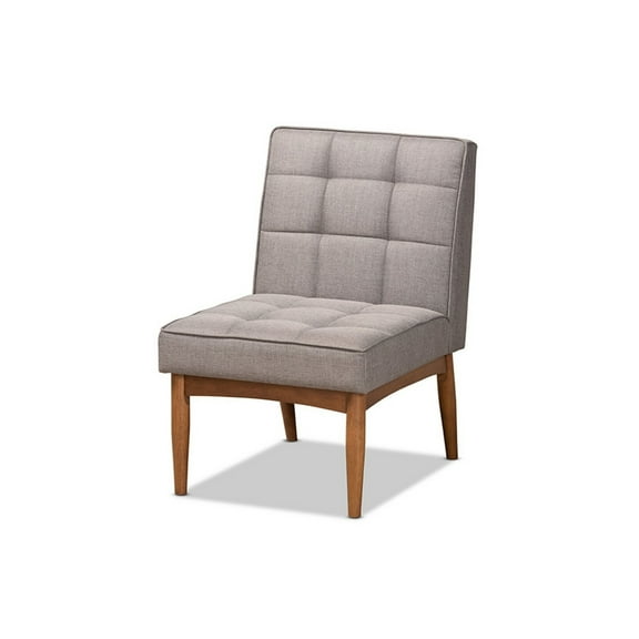 Baxton Studio Sanford Mid-Century Modern Grey Fabric Upholstered and Walnut Brown Finished Wood Dining Chair