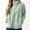 thumbnail image 4 of ZUBMGKTE Winter Fleece Jacket for Women 2026 Zipper Stand Collar Casual Coats Winter Outerwear Big & Tall with PocketsM-5XL, 4 of 6
