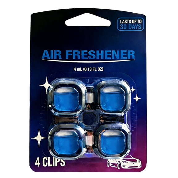 4 pack Car Vent Clip Air Freshener, 0.13 fl oz Ocean Scent Long Lasting Car Interior Fragrance
