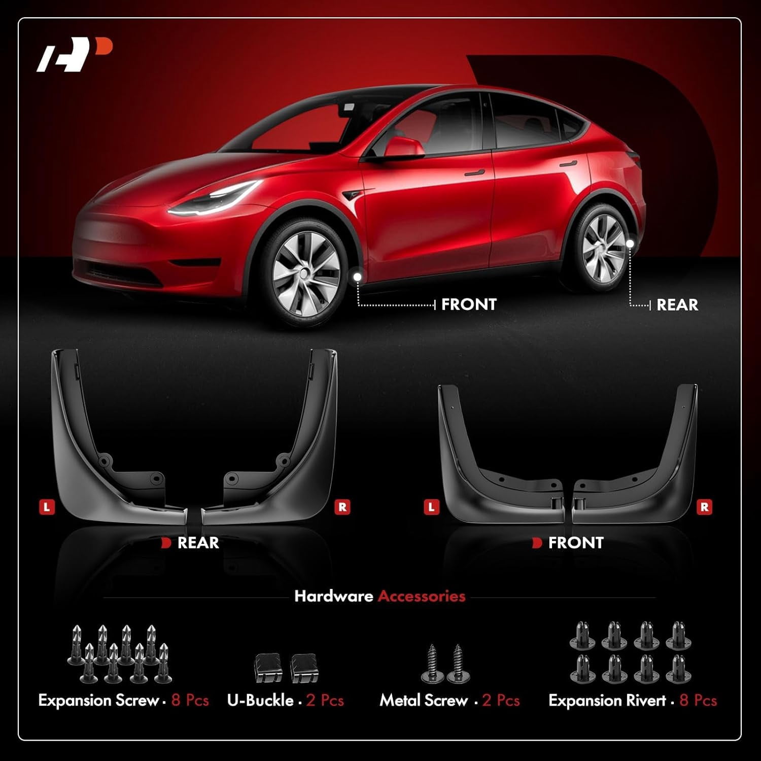 A-Premium 4 Pcs Mud Flaps Splash Guards Fender Mudguard Compatible with Tesla Model Y 2020 2021 Front and Rear