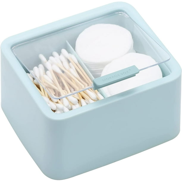 2 Slot Cotton Swab Ball Qtip Holder Jar Plastic Container Dispenser Box