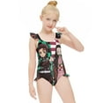 thumbnail image 5 of Demon Slayer Girls Swimsuit Ruffle One-piece Beachwear Kids Cute Swimwear Summer Bathing Suit 6-7Y（110cm）, 5 of 8