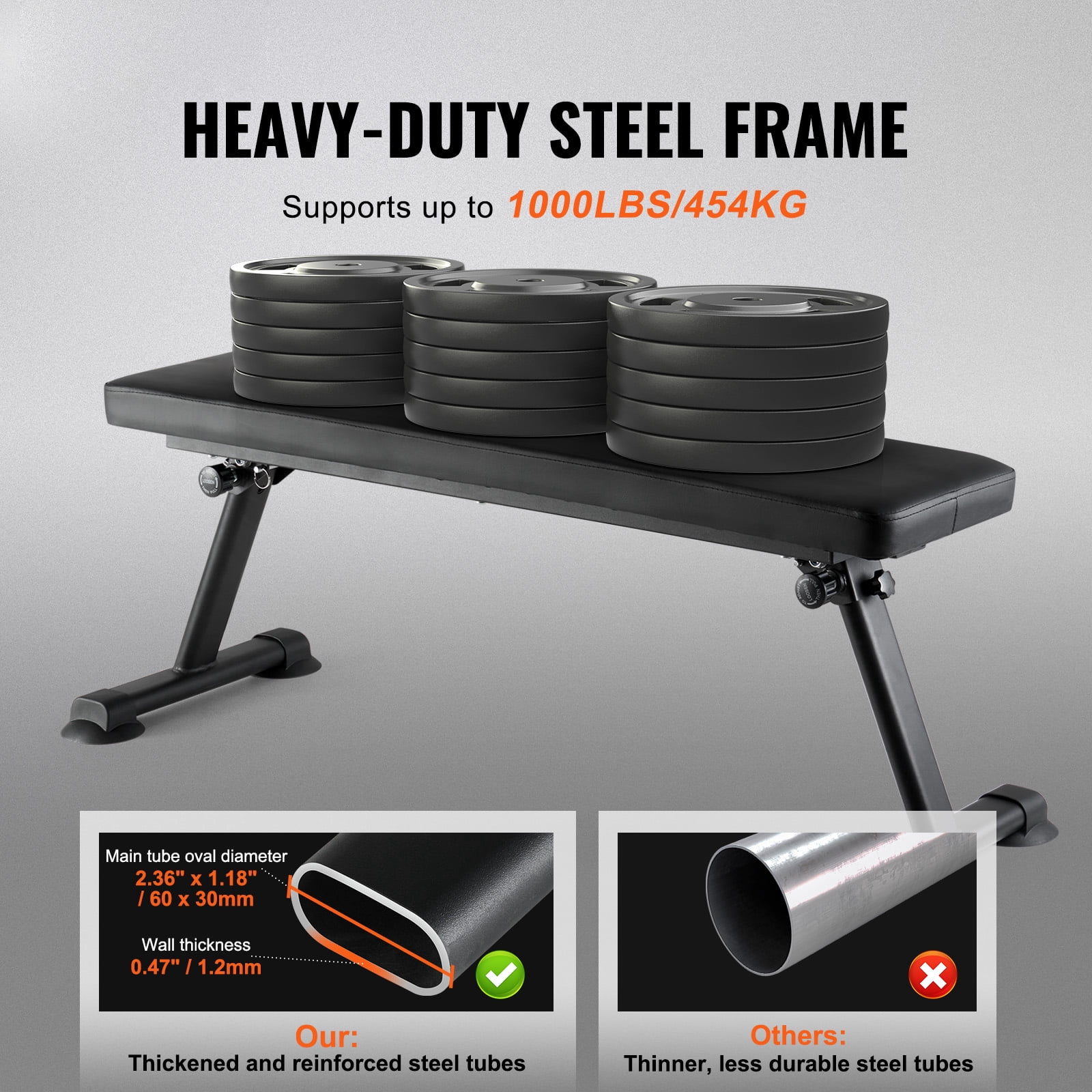 KFFKFF Sturdy Weight Bench, Collapsible Fitness Bench for Comprehensive Exercise, Versatile Gym Bench for Home Use, Supports up to 1000 LBS, Ideal for Strength Workouts and Core Training
