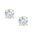 thumbnail image 2 of Yellow Gold Plated .925 Sterling Silver Stud Earrings - Unisex Solitaire CZ Earrings 7MM, 2 of 3