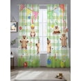 thumbnail image 2 of The Earth Dial Mouse Day Sheer Curtains 2 Panels Set Cute Triangular Flags Flowers Green Plaid Sheer Window Curtains Light Filtering Rod Pocket Voile Drapes for Bedroom Living Room 52"X84", 2 of 8