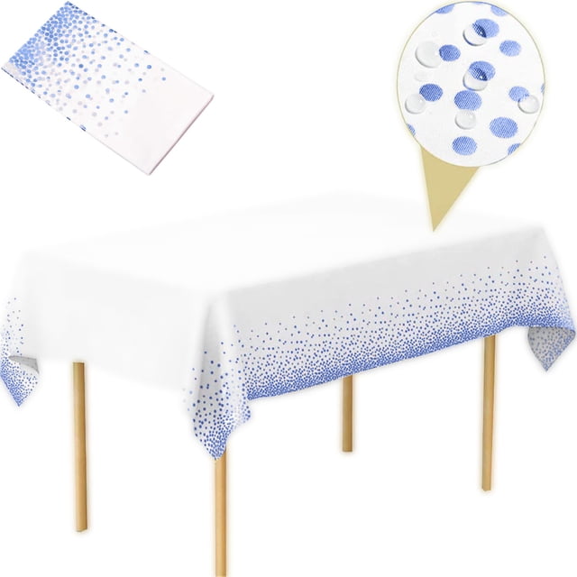 Oleegame 1PC Plastic Tablecloths Gold Dot Disposable Tablecloths Plastic Dot Table Cover Blue
