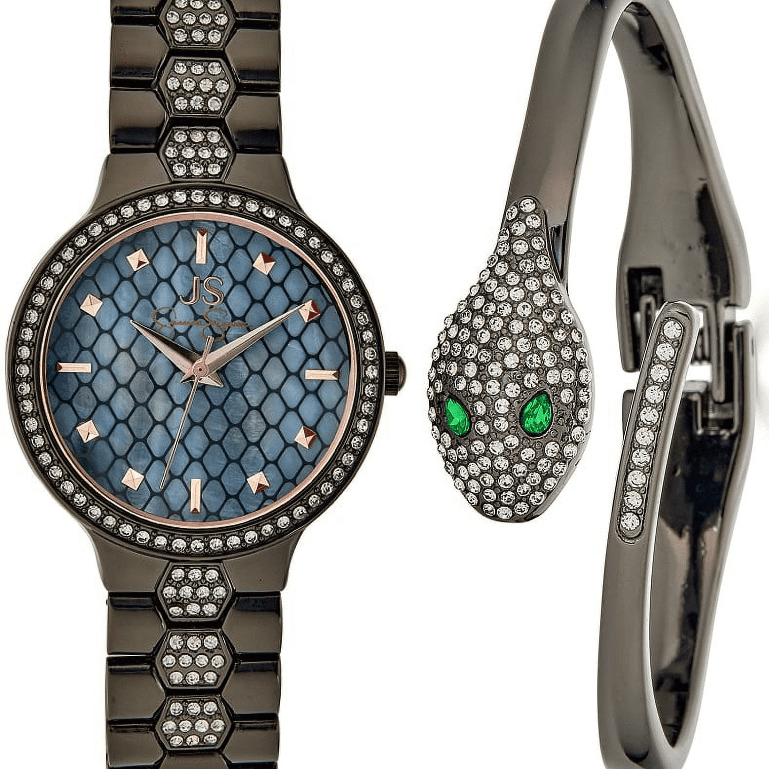 マリア7975です。 Crystal & Genuine Mother Of Pearl Dial Watch in Silver Tone