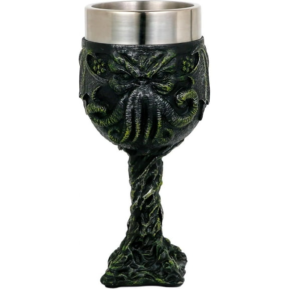 alikiki Cthulhu Stainless Steel Wine Goblet - 7oz Cthulhu Merchandise Octopus Sea Monster Chalice Drinking Cup D&D Gaming Party Halloween Decorations Birthday Gifts for Men Boy