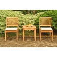 thumbnail image 4 of Teak Dining Set: 2 Seater 3 Pc: 21" Sack Square Side Table & 2 Arbor Stacking Armless Chairs Outdoor Patio Grade-A Teak Wood WholesaleTeak #WMDSAB51, 4 of 6