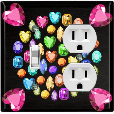Metal Light Switch Plate Cover Colorful Multi-Shaped Gemstone Circle DIA005
