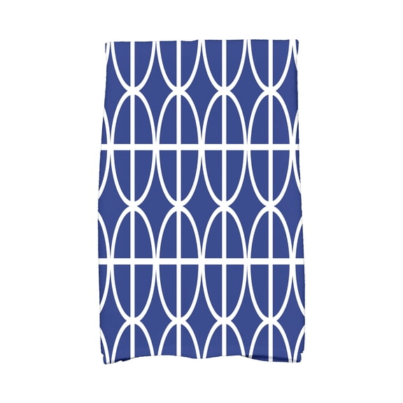 Simply Daisy, 16 x 25 inch, Ovals and Stripes, Geometric Print Kitchen Towel, Royal Blue