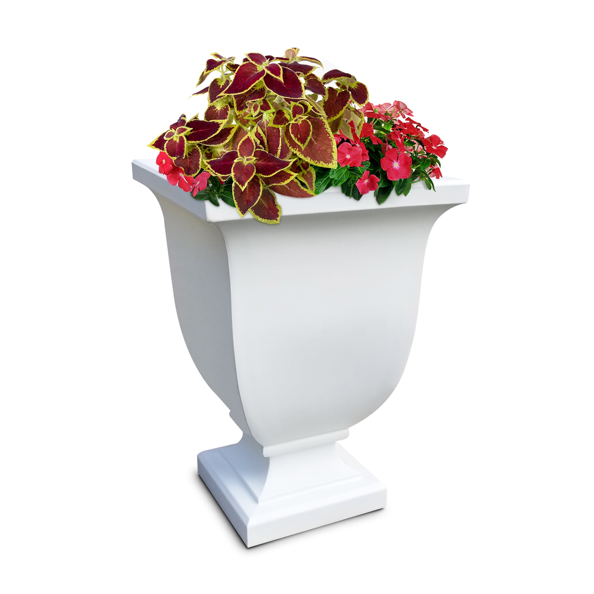 Augusta 18" x 18" x 26" Square White Tall Polyethylene Self-Watering Planter