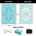 thumbnail image 5 of Findosom 8'x10' Boho Mandala Outdoor Rug Patio Rug Large Reversible Plastic Straw Rug RV Outdoor Mat Waterproof Foldable Portable Camping Mat for RV,Patio,Backyard,Deck,Picnic,Beach Teal, 5 of 10