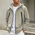 thumbnail image 2 of Men's Hooded Zip Bomber Jackets Strip Long Sleeve Warm Fall Jackets, Lightweight Casual Sport Coat, Casual Regular Fit Street Outerwear, 2 of 5