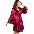 thumbnail image 2 of Njagoc3 Women's Long Sleeve Satin Robe - Solid Color, Silky Fabric, Fall & Lounge Wear, 2 of 3