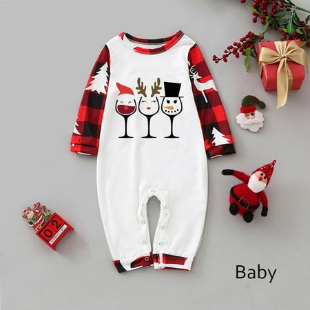 

Pxxlle Family Christmas Pajamas Matching Sets Loose Fitted Round Neck Long Sleeve Shirt with Xmas Print Trousers Holiday Adult and Kids Sleepwear Sets for Baby