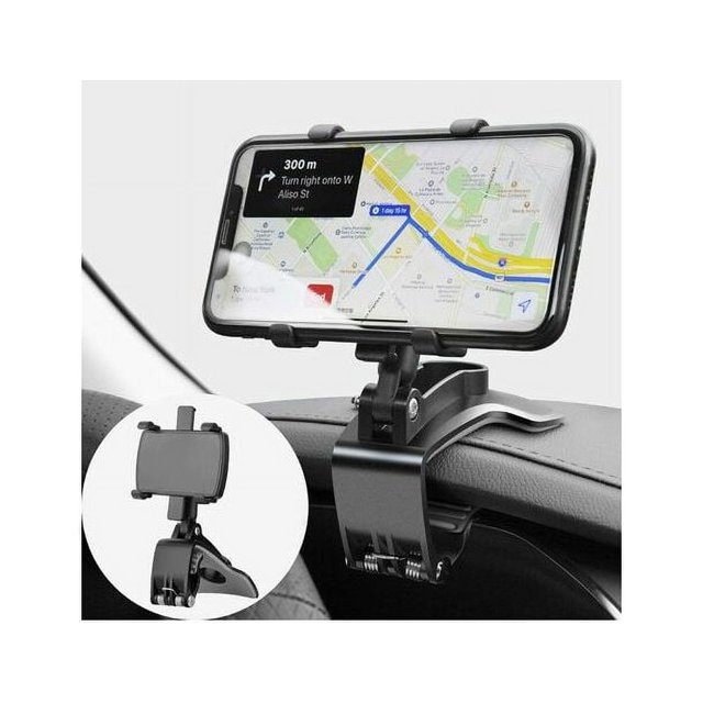 Soporte para teléfono de coche con rotación de 360 grados, soporte para teléfono móvil para salpicadero, soporte para teléfono de coche para GPS y teléfonos inteligentes de 4 a 7 pulgadas (negro)