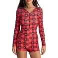 thumbnail image 1 of xiaxaixu Pyjama Court d'Automne pour Femmes Combinaison à Manches Longues Col en V Boutonnée, 1 of 8