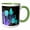 Green/White, variant on 3drose, Iridescent Blue Tulips, 11oz Two-tone Green Mug